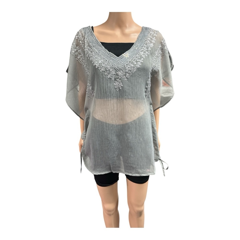 Ash & Sara - NWT - Sheer Embroidered Tunic Top